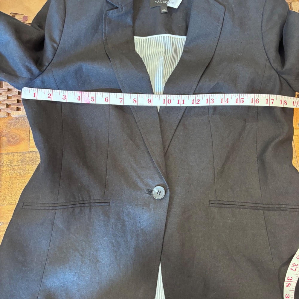Talbots Womens Black 100% Linen Single Button Blazer Jacket Size 8 VN1953 - Picture 12 of 12